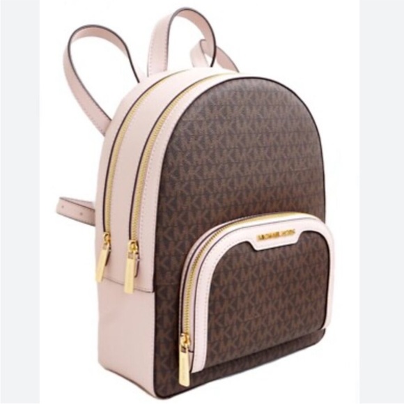 Michael Kors Jaycee Pink and Monogram Backpack NEW - Picture 1 of 5